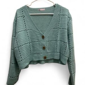 SO Women's Mint Button-Up Cardigan